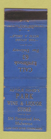 Matchbook Cover - Park Wine Liquor Store Malverne NY WEAR