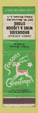 Matchbook Cover - Brooside Wine Liquor Store Valley Streak LI NY Christmas WEAR