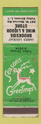 Matchbook Cover - Brooside Wine Liquor Store Valley Streak LI NY Christmas WEAR