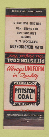 Matchbook Cover - Pittston Coal Glen Hendrickson Babylon LI NY