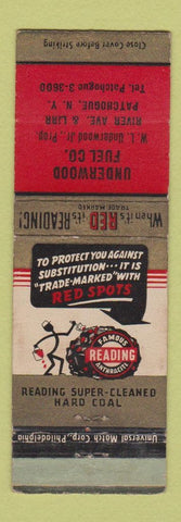 Matchbook Cover - Reading Coal Underwood Fuel Patchogue NY WEAR