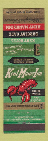 Matchbook Cover - Kent Manor Inn Wilmington DE lobster WEAR