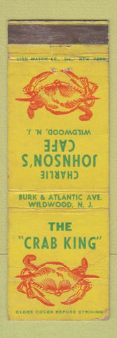 Matchbook Cover - Charlie Johnson's Cafe Wildwood NJ crab WEAR
