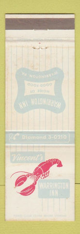 Matchbook Cover - Vencent's Warrington Inn PA WEAR
