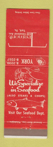 Matchbook Cover - Tremont York PA
