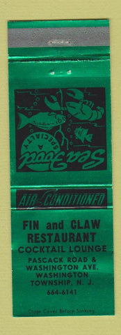 Matchbook Cover - Fin and Claw Restaurant Washington Township NJ