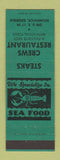 Matchbook Cover - Crews Restaurant Brunswick GA lobster