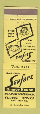Matchbook Cover - Hayman's Seafare Dinner House Nags Head NC