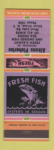 Matchbook Cover - Aikens Fisheries Silver Creek NY low phone #