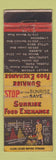Matchbook Cover Sunrise Food Exchange Valley Streak Floral Park Lynbrook NY WRON