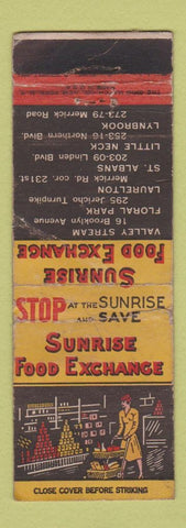 Matchbook Cover Sunrise Food Exchange Valley Streak Floral Park Lynbrook NY WRON