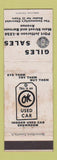 Matchbook Cover - Giles Chevrolet Port Jefferson NY WORN