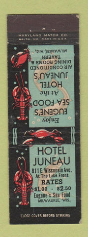 Matchbook Cover - Hotel Juneau Milwaukee WI lobster