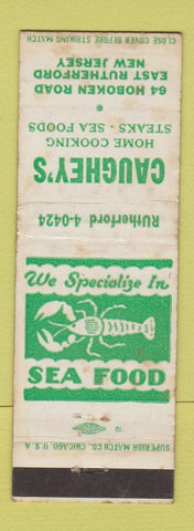 Matchbook Cover - Caughey's Restaurant East Rutherford NJ lobster WEAR