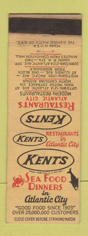 Matchbook Cover - Kents Seafood Atlantic City NJ WEAR