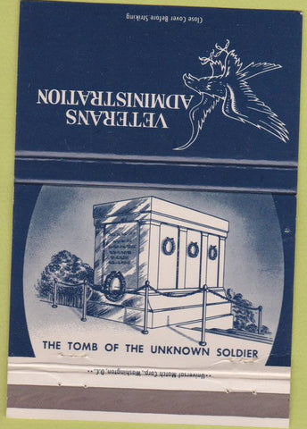 Matchbook Cover - Veterans Administration Tomb Unknown Soldier 40 Strike