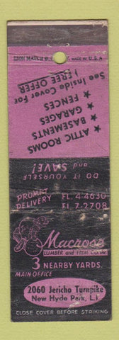 Matchbook Cover - Macrose Lumber New Hyde Park LI NY WORN
