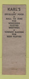 Matchbook Cover - Karl's Restaurant Maspeth LI NY