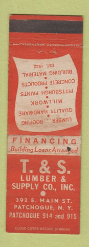 Matchbook Cover - T&S Lumber Pathogue NY WEAR