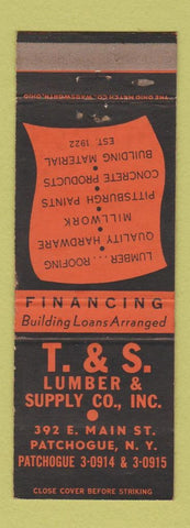 Matchbook Cover - T&S Lumber Pathogue NY