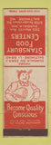Matchbook Cover - Stansbury Food Centers Dundalk Baltimore MD grocery