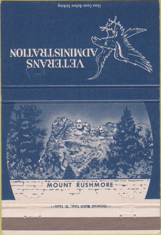 Matchbook Cover - Veterans Administration Mount Rushmore 40 Strike