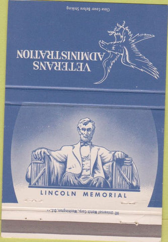 Matchbook Cover - Veterans Administration Abraham Lincoln Memorial 40 Strike