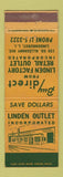 Matchbook Cover - Linden Factory Outlet Lindenhurst LI NY