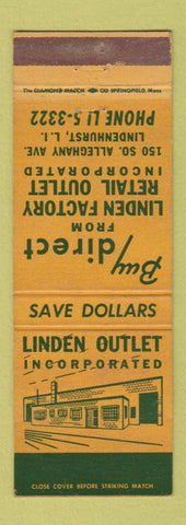 Matchbook Cover - Linden Factory Outlet Lindenhurst LI NY