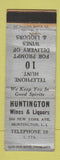 Matchbook Cover - Huntington Wines Liquors Huntington LI NY WEAR