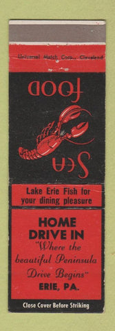 Matchbook Cover - Home Drive In Erie PA lobster
