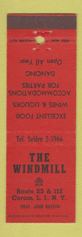 Matchbook Cover - The Windmill Coram LI NY