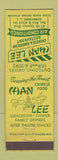 Matchbook Cover - Chan Lee Chinese Restaurant Sunnyside LI NY