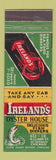 Matchbook Cover - Ireland's Oyster House Chicago IL lobster