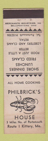 Matchbook Cover - Philbrick's Lobster House Kittery ME MERCHANTS