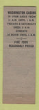 Matchbook Cover - Washington Casino Restaurant Baltimore MD MISCUT