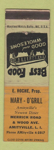 Matchbook Cover - Mary O'Grill Amityville LI NY WORN