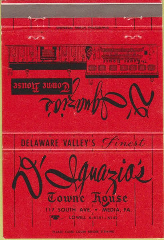 Matchbook Cover - D'Ignazio's Towne House Media PA 40 Strike