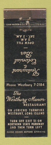 Matchbook Cover - Westbury Manor Restaurant LI NY WEAR