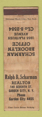 Matchbook Cover - Ralph B Scharman Real Estate Garden City NY