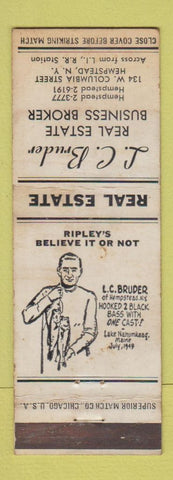 Matchbook Cover - LC Bruder Real Estate Hempstead NY WEAR