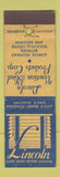Matchbook Cover - Lincoln Venetian Blind Products Rockville Center Baldwin NY