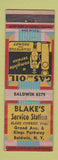 Matchbook Cover - Blake's oil gas Baldwin NY Shell WEAR