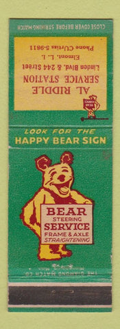Matchbook Cover - Bear Steering Service Al Riddgle Elmont LI NY