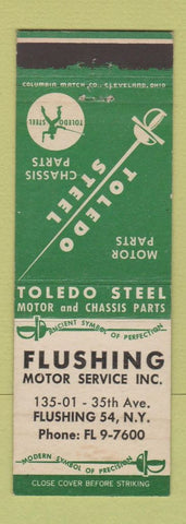 Matchbook Cover - Toledo Steel Auto Parts Flushing NY