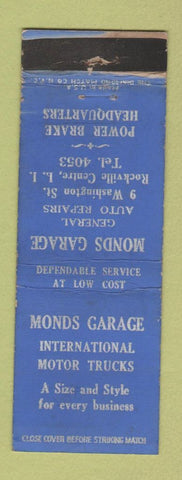 Matchbook Cover - Monds Garage International Trucks Rockville Centre LI NY WEAR