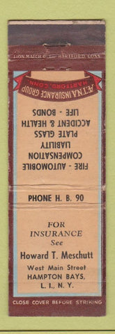 Matchbook Cover - Howard Meschutt Insurance Hampton Bays LI NY
