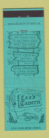 Matchbook Cover - Lee's Tavern Hyattsville MD