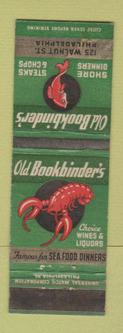 Matchbook Cover - Old Bookbinder's Restaurant lobster Philadelphia PA WEAR