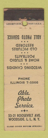 Matchbook Cover - Able Photo Service Woodside LI NY WRON